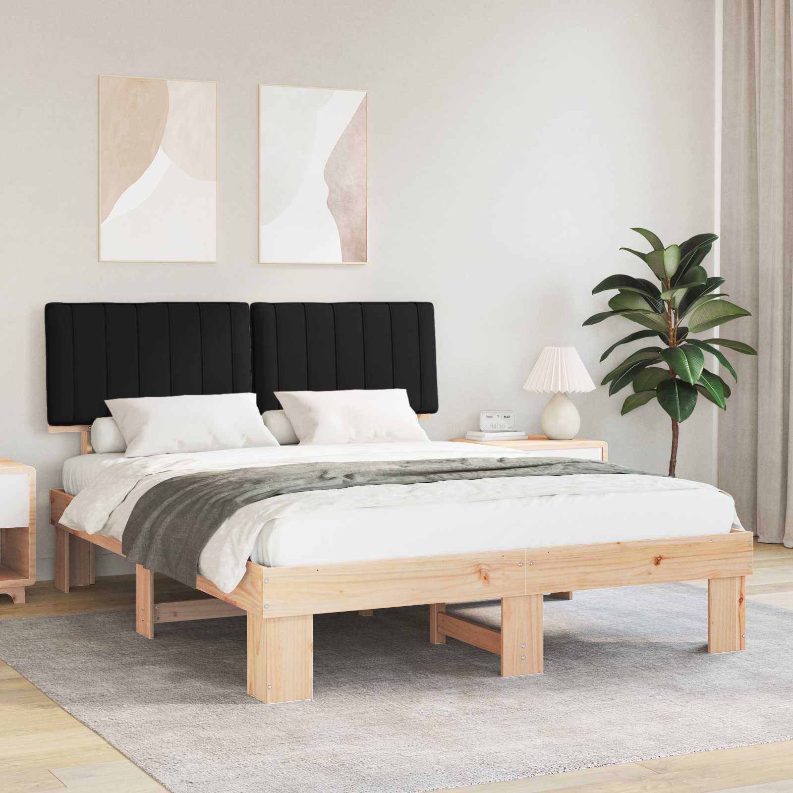 Bedframe met Gevoerd Hoofdgedeelte Zwart 150 x 200 cm