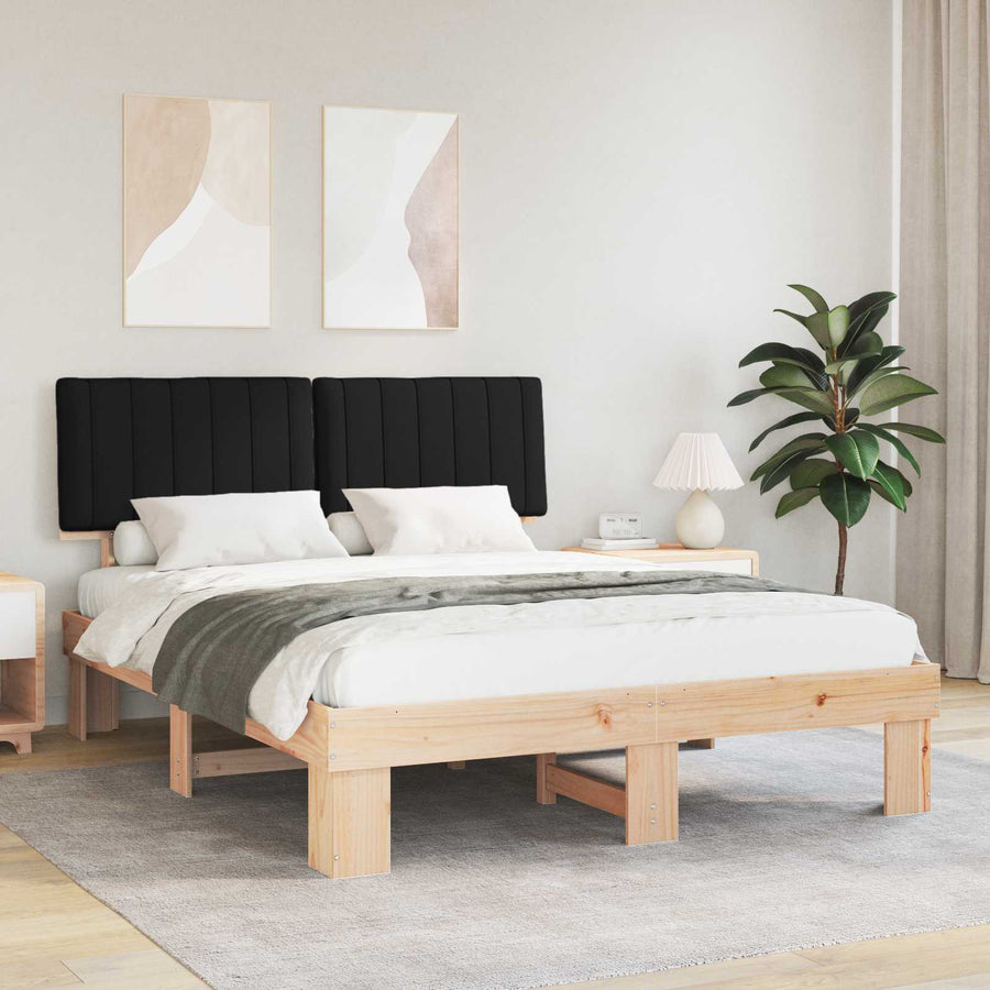 Bedframe met Gevoerd Hoofdgedeelte Zwart 150 x 200 cm