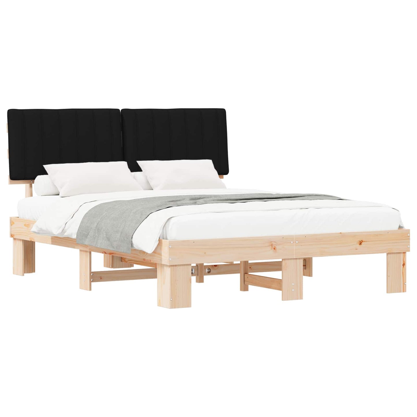 Bedframe met Gevoerd Hoofdgedeelte Zwart 150 x 200 cm