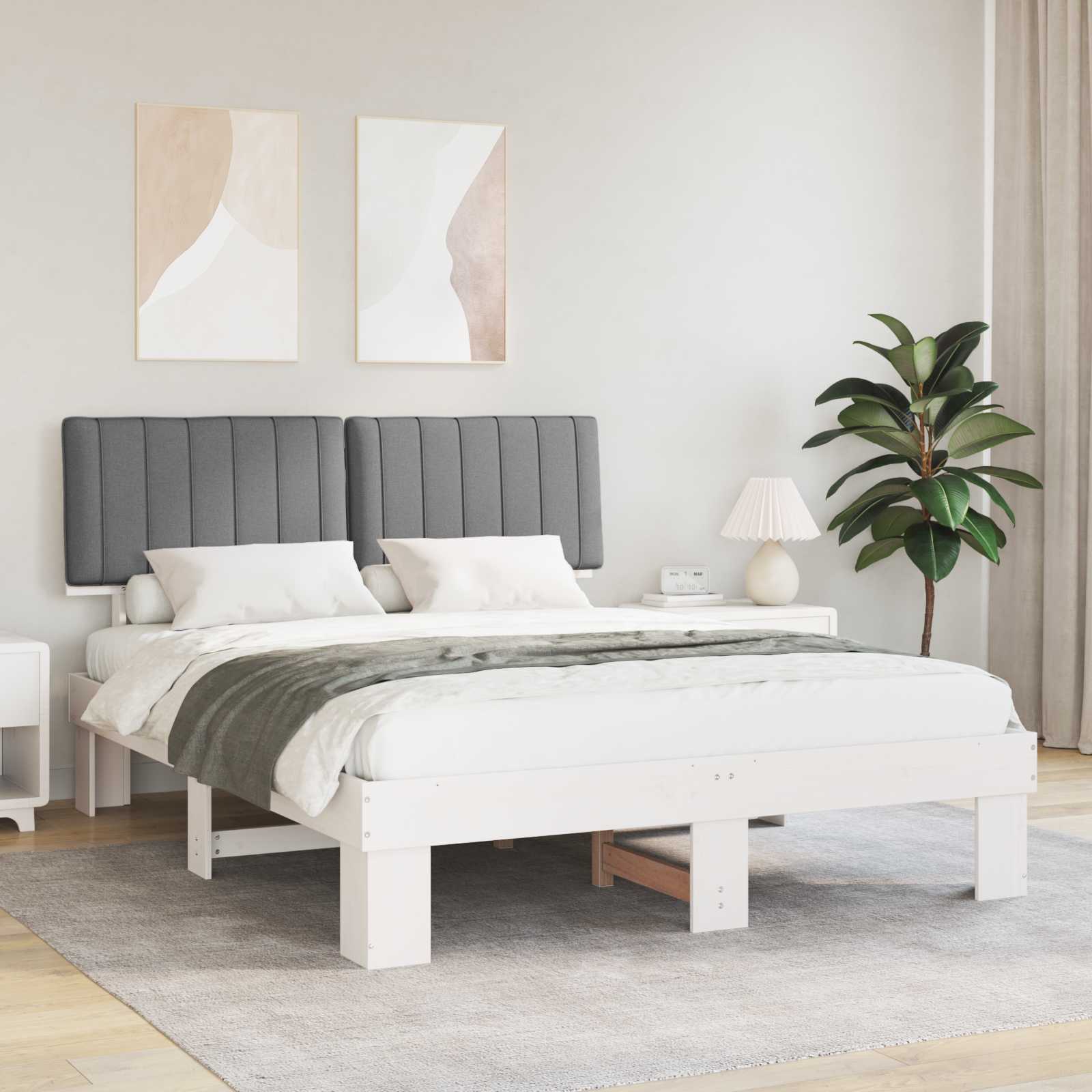 Bedframe met Gevoerd Hoofdgedeelte Lichtgrijs 150 x 200 cm