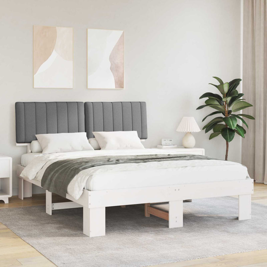 Bedframe met Gevoerd Hoofdgedeelte Lichtgrijs 150 x 200 cm