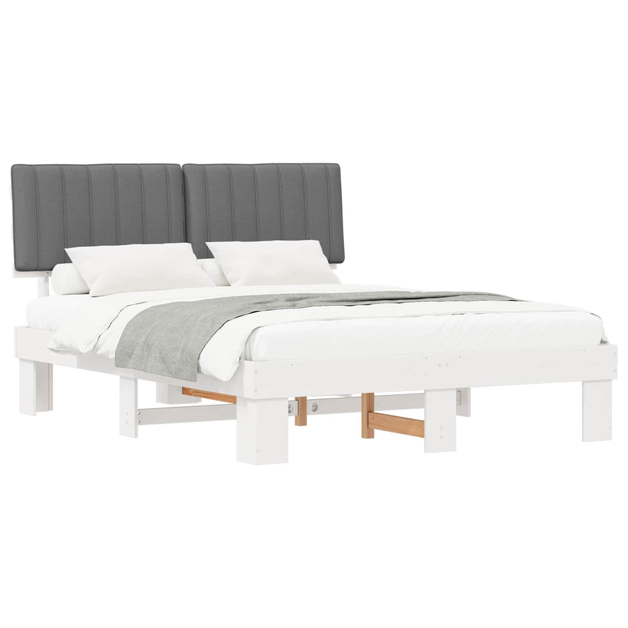 Bedframe met Gevoerd Hoofdgedeelte Lichtgrijs 150 x 200 cm