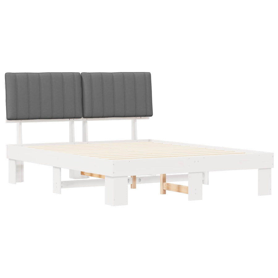 Bedframe met Gevoerd Hoofdgedeelte Lichtgrijs 150 x 200 cm