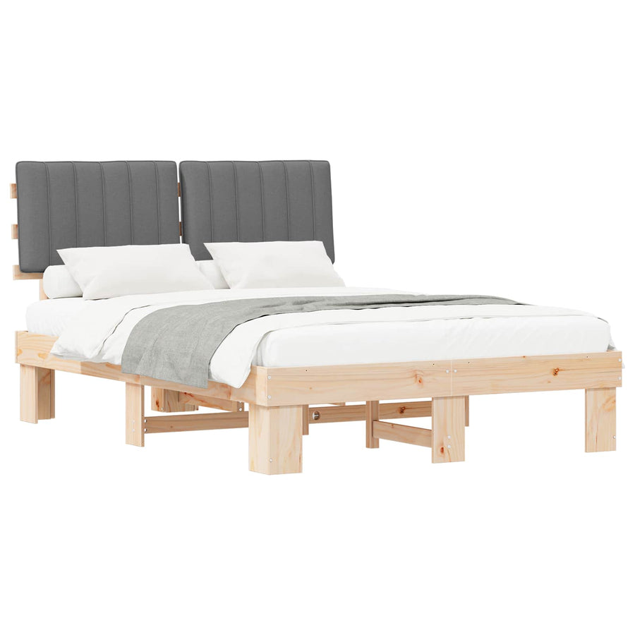 Bedframe met Gevoerd Hoofdgedeelte Lichtgrijs 140 x 200 cm
