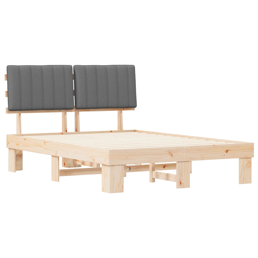 Bedframe met Gevoerd Hoofdgedeelte Lichtgrijs 140 x 200 cm