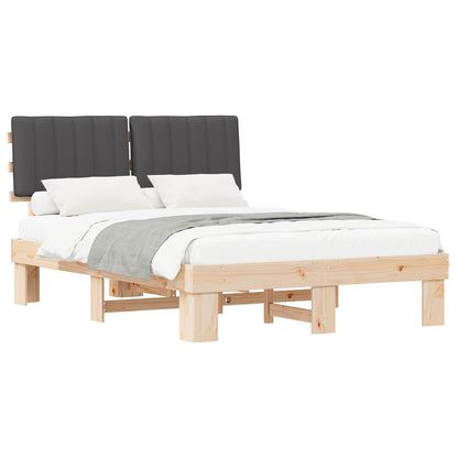 Bedframe met Gevoerd Hoofdgedeelte Donkergrijs 140 x 200 cm