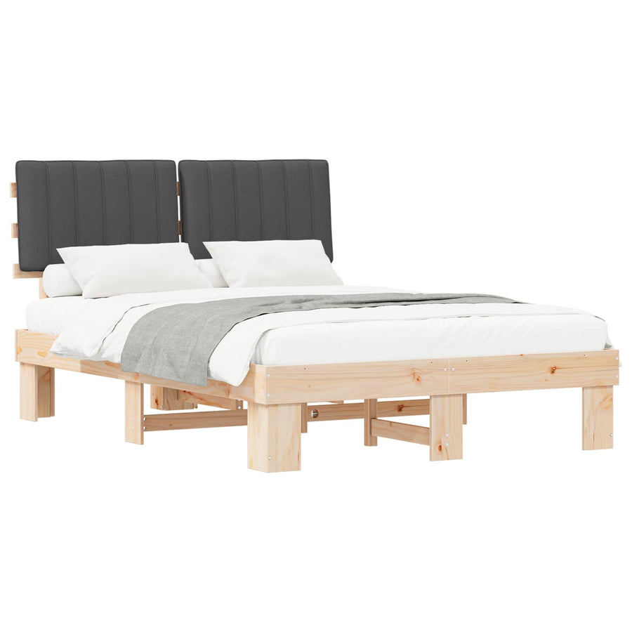 Bedframe met Gevoerd Hoofdgedeelte Donkergrijs 140 x 200 cm
