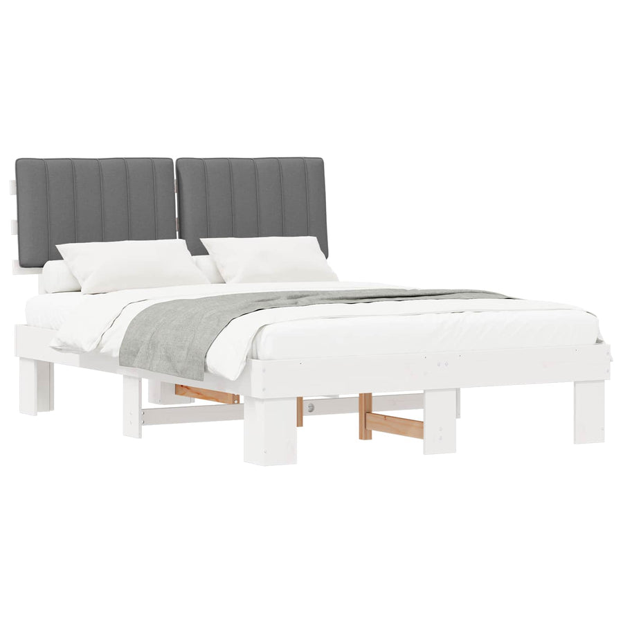 Bedframe met Gevoerd Hoofdgedeelte Lichtgrijs 140 x 200 cm