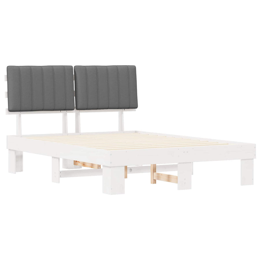 Bedframe met Gevoerd Hoofdgedeelte Lichtgrijs 140 x 200 cm