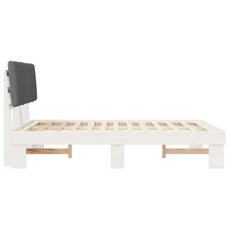Bedframe met Gevoerd Hoofdgedeelte Lichtgrijs 140 x 200 cm