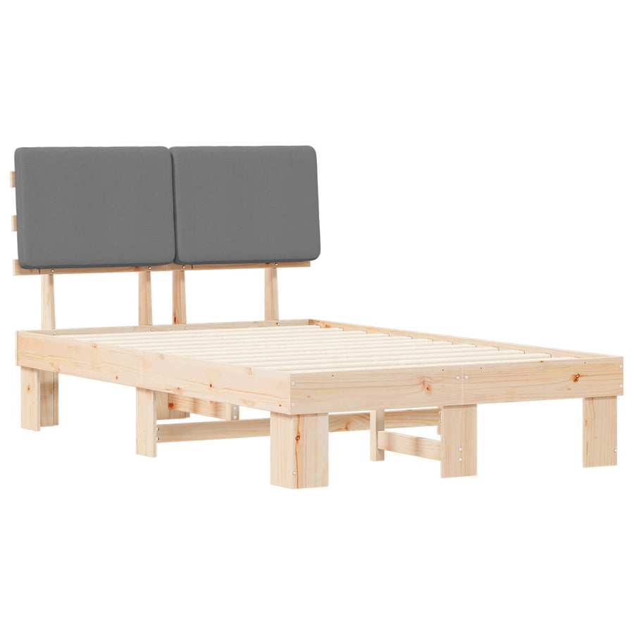 Bedframe met Gevoerd Hoofdgedeelte Lichtgrijs 120 x 200 cm