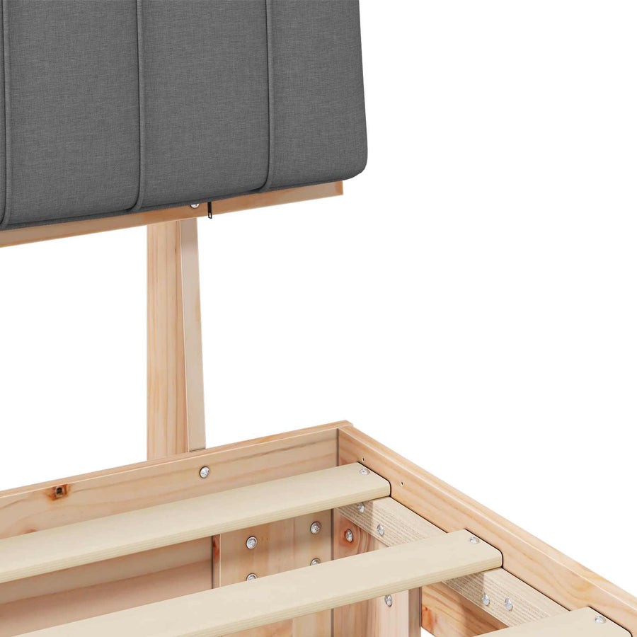 Bedframe met Gevoerd Hoofdgedeelte Lichtgrijs 140 x 190 cm