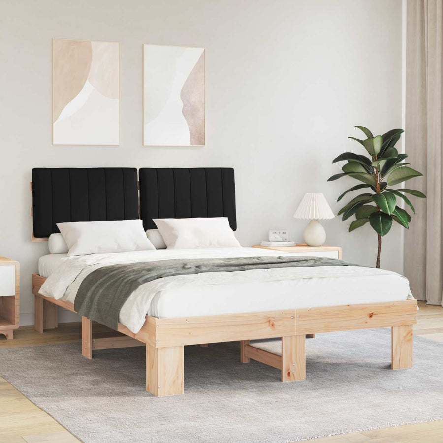 Bedframe met Gevoerd Hoofdgedeelte Zwart 140 x 190 cm