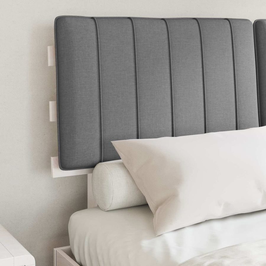 Bedframe met Gevoerd Hoofdgedeelte Lichtgrijs 140 x 190 cm