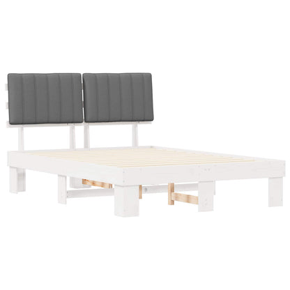 Bedframe met Gevoerd Hoofdgedeelte Lichtgrijs 140 x 190 cm