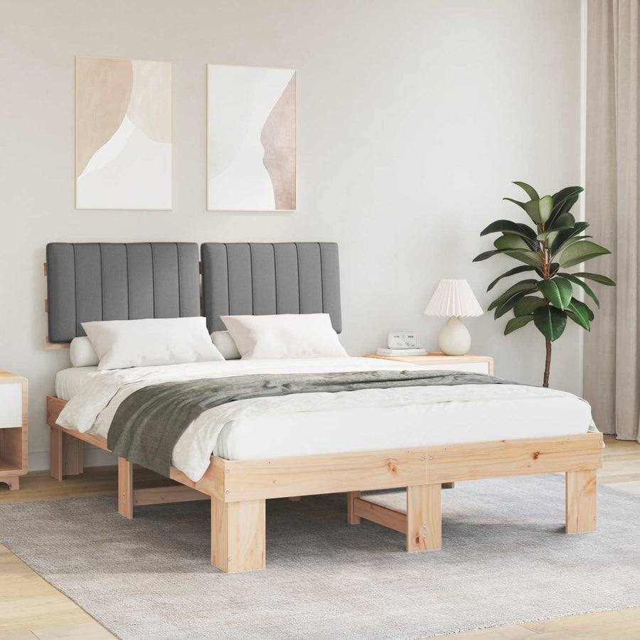 Bedframe met Gevoerd Hoofdgedeelte Lichtgrijs 135 x 190 cm