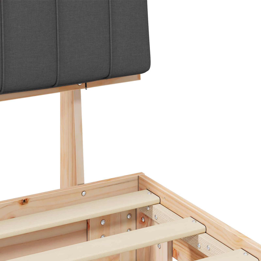 Bedframe met Gevoerd Hoofdgedeelte Donkergrijs 135 x 190 cm
