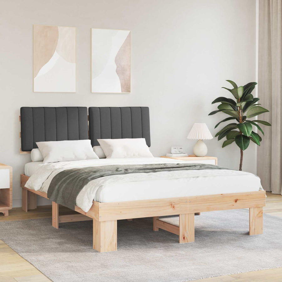 Bedframe met Gevoerd Hoofdgedeelte Donkergrijs 135 x 190 cm