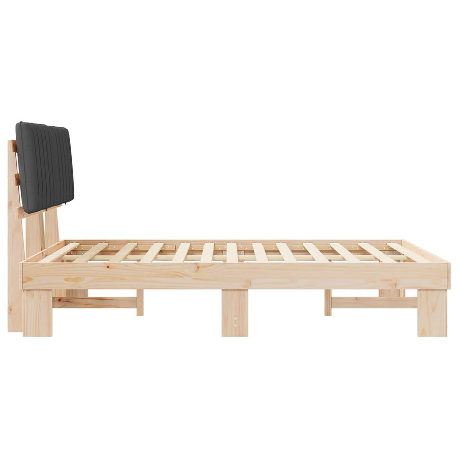 Bedframe met Gevoerd Hoofdgedeelte Donkergrijs 135 x 190 cm