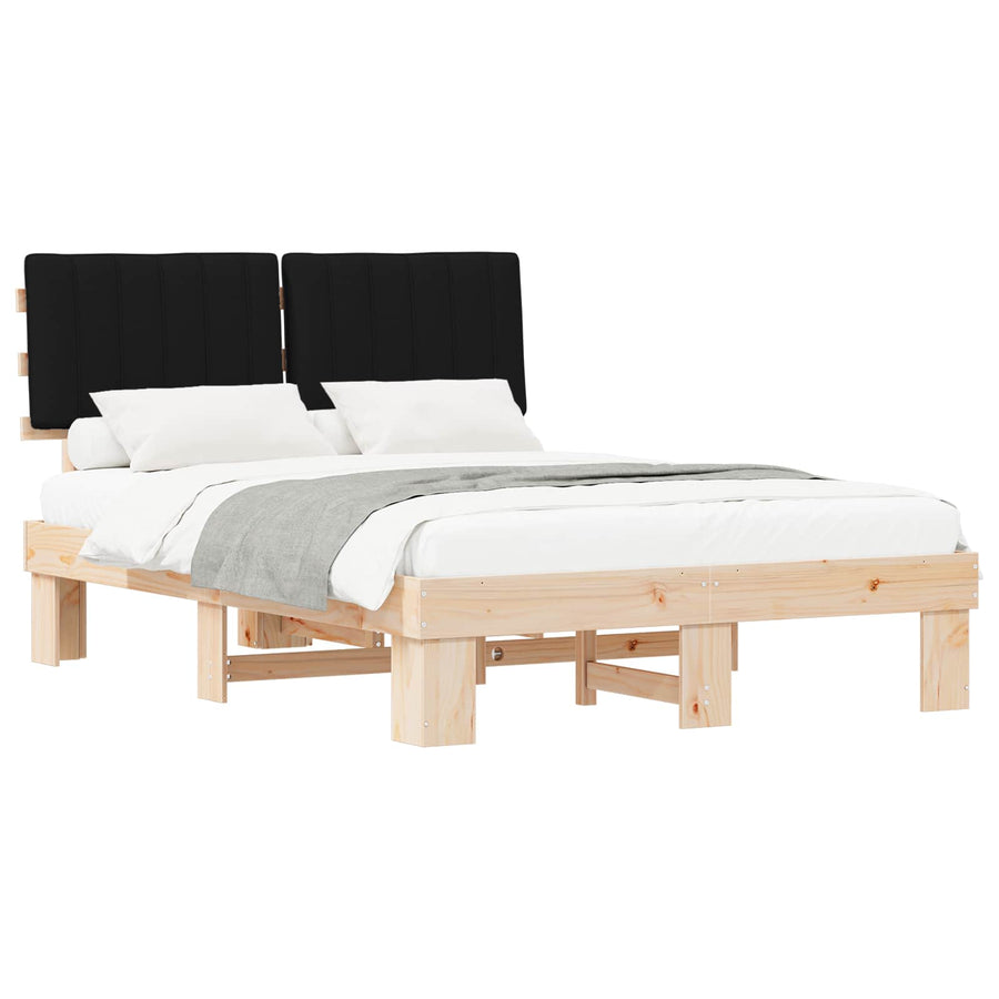 Bedframe met Gevoerd Hoofdgedeelte Zwart 135 x 190 cm