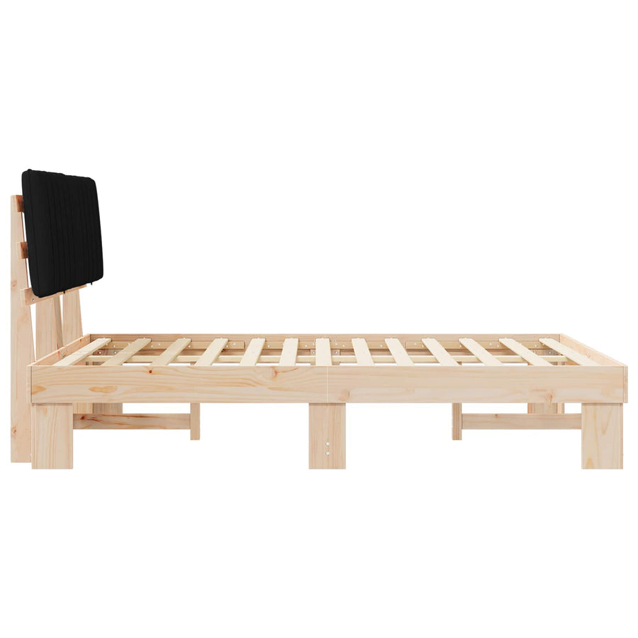 Bedframe met Gevoerd Hoofdgedeelte Zwart 135 x 190 cm