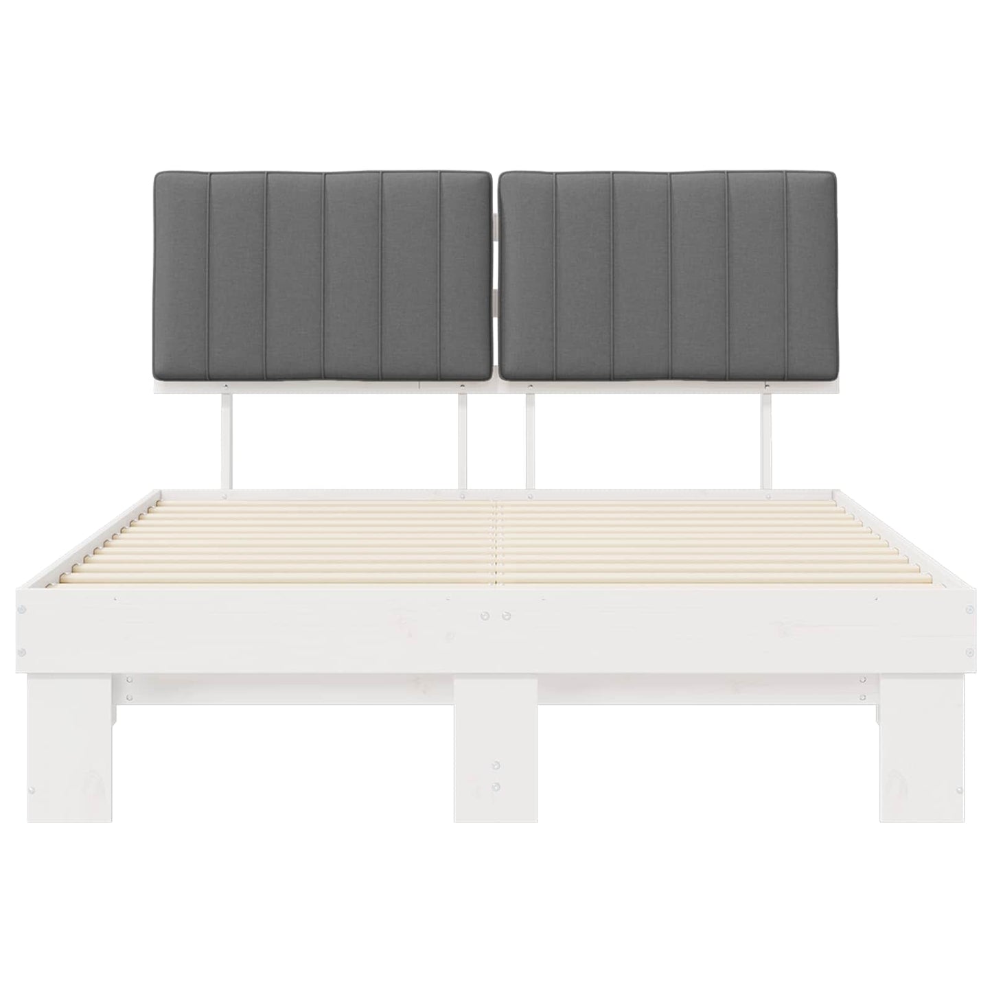 Bedframe met Gevoerd Hoofdgedeelte Lichtgrijs 135 x 190 cm