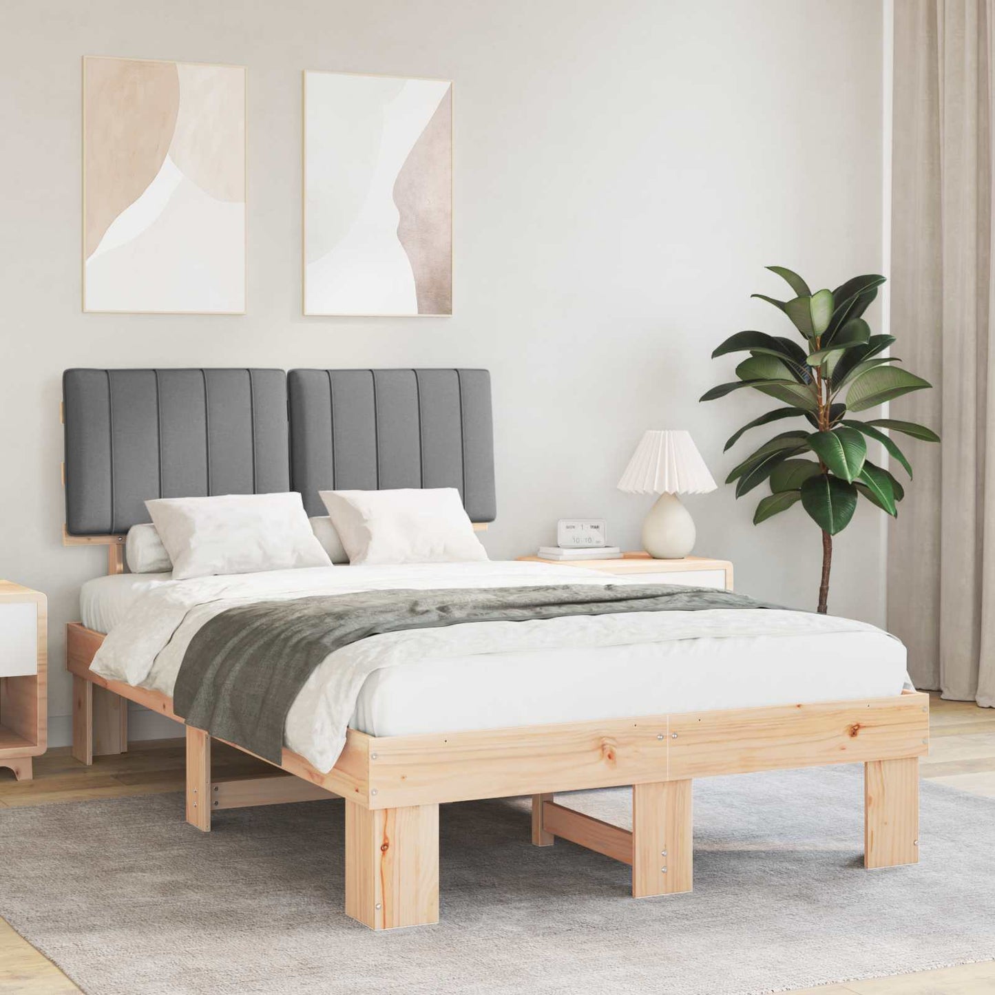 Bedframe met Gevoerd Hoofdgedeelte Lichtgrijs 120 x 190 cm