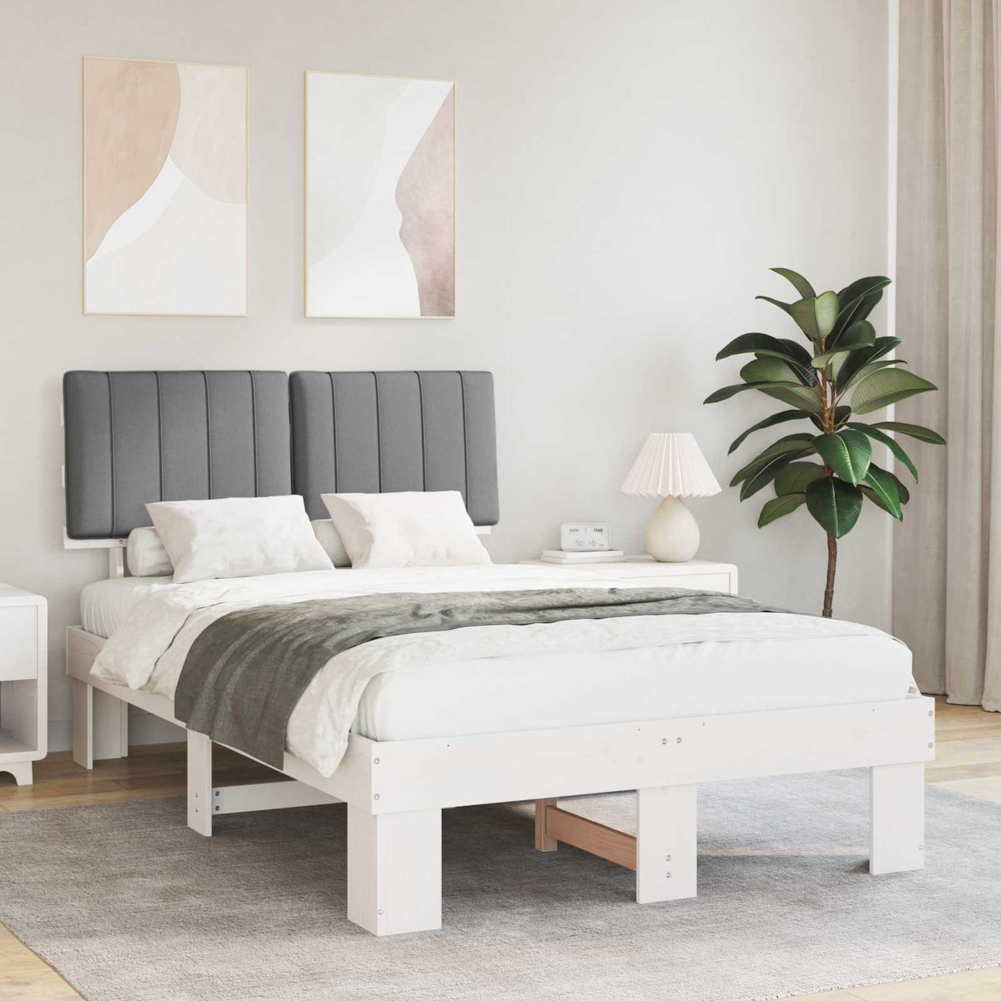 Bedframe met Gevoerd Hoofdgedeelte Lichtgrijs 120 x 190 cm