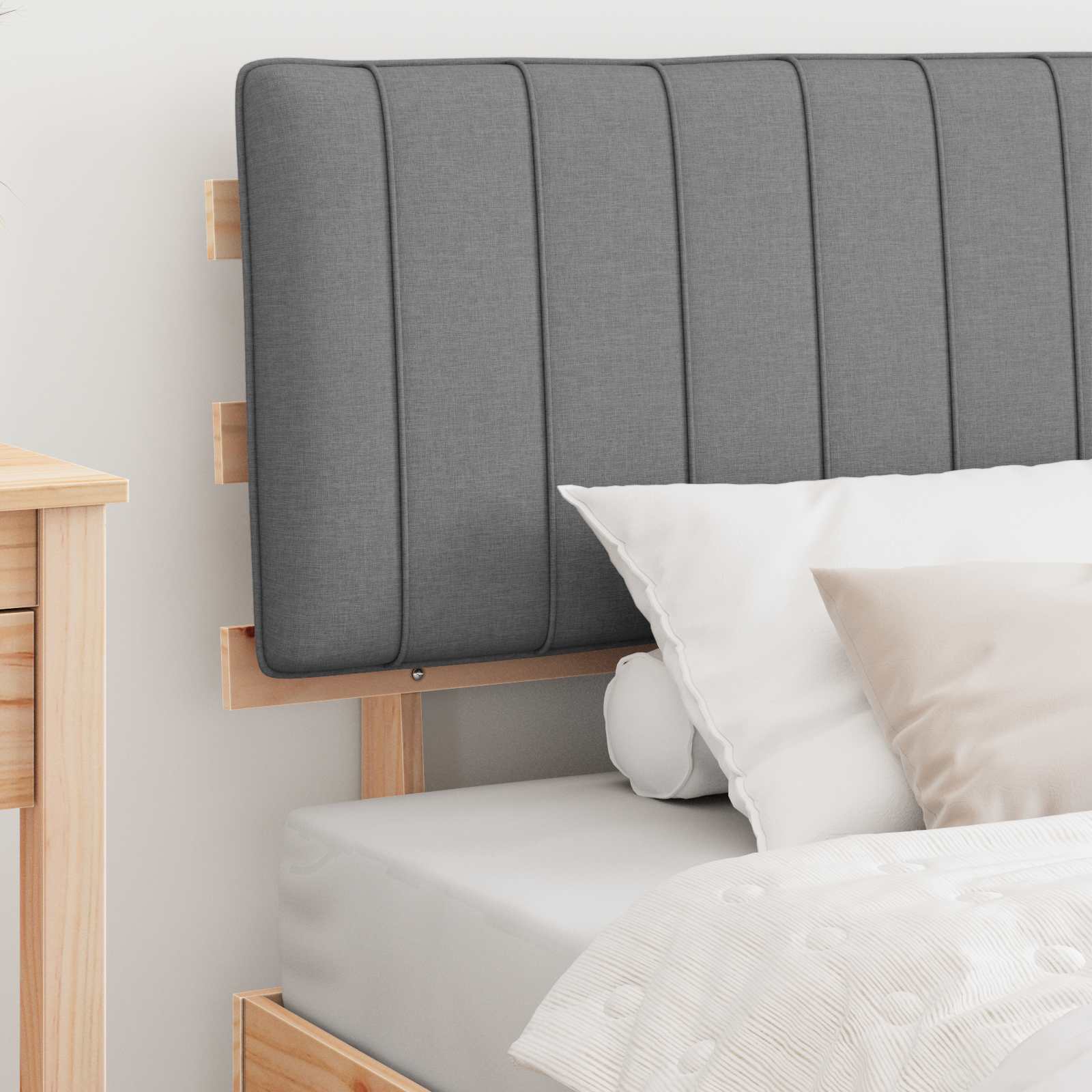 Bedframe met Gevoerd Hoofdgedeelte Lichtgrijs 100 x 200 cm