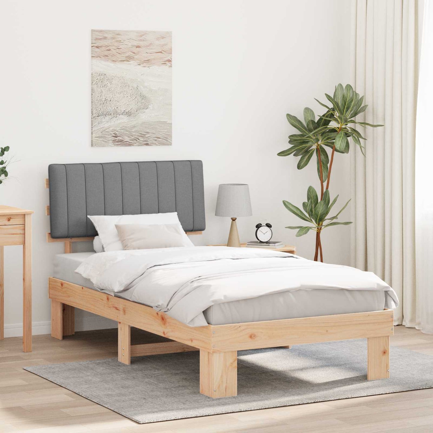 Bedframe met Gevoerd Hoofdgedeelte Lichtgrijs 100 x 200 cm