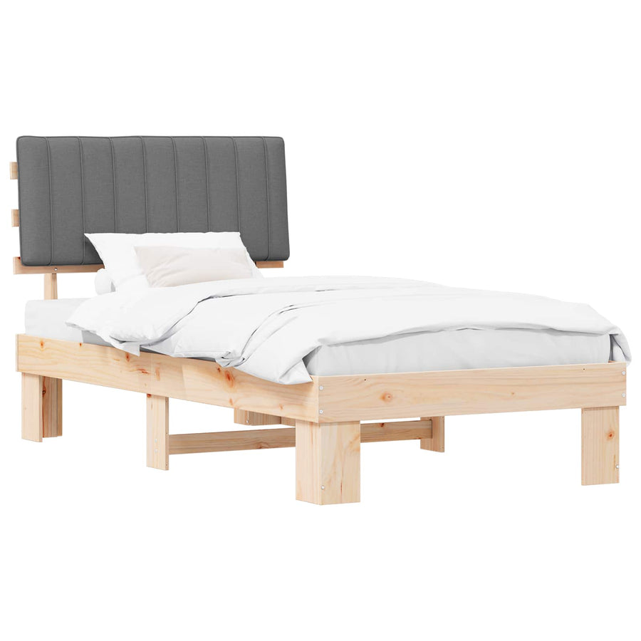 Bedframe met Gevoerd Hoofdgedeelte Lichtgrijs 100 x 200 cm