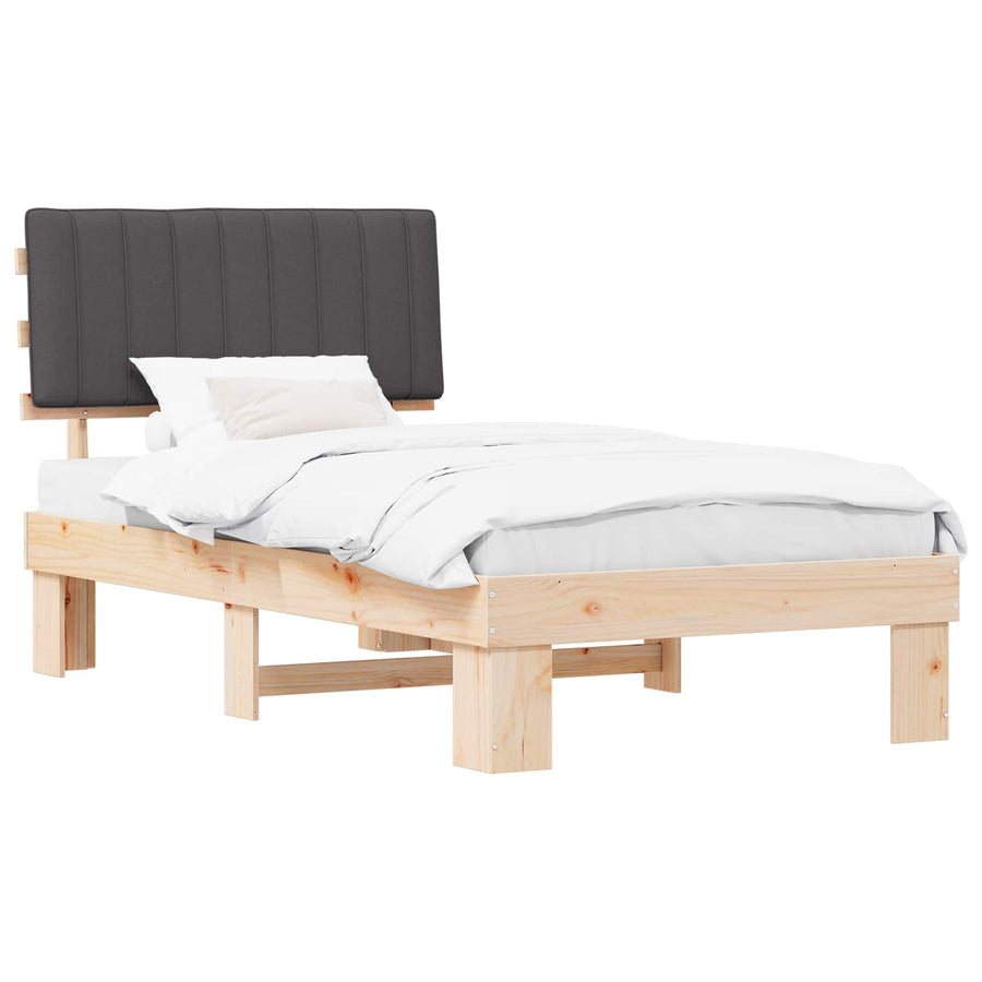 Bedframe met Gevoerd Hoofdgedeelte Donkergrijs 100 x 200 cm