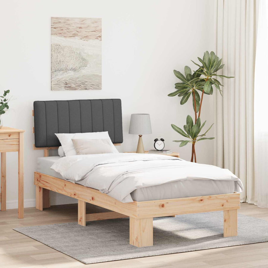 Bedframe met Gevoerd Hoofdgedeelte Donkergrijs 90 x 200 cm