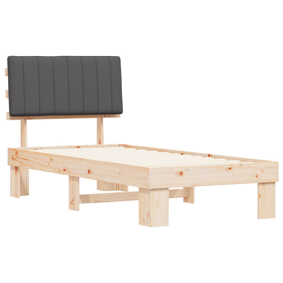 Bedframe met Gevoerd Hoofdgedeelte Donkergrijs 90 x 200 cm