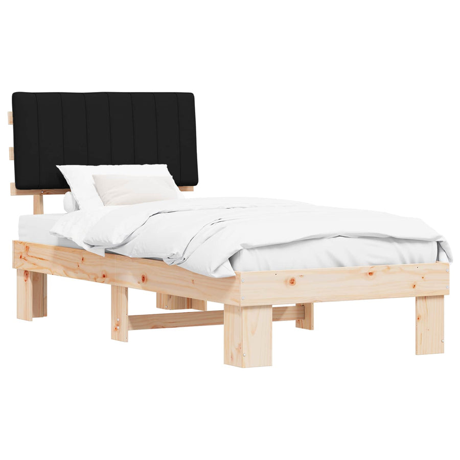 Bedframe met Gevoerd Hoofdgedeelte Zwart 90 x 200 cm