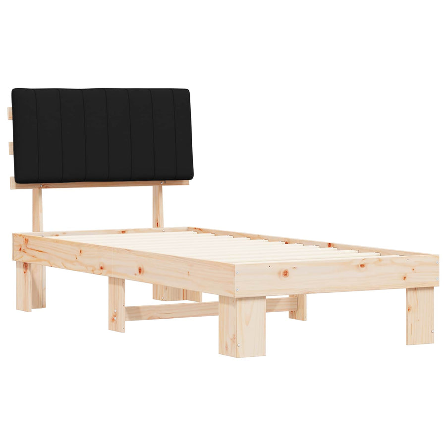 Bedframe met Gevoerd Hoofdgedeelte Zwart 90 x 200 cm