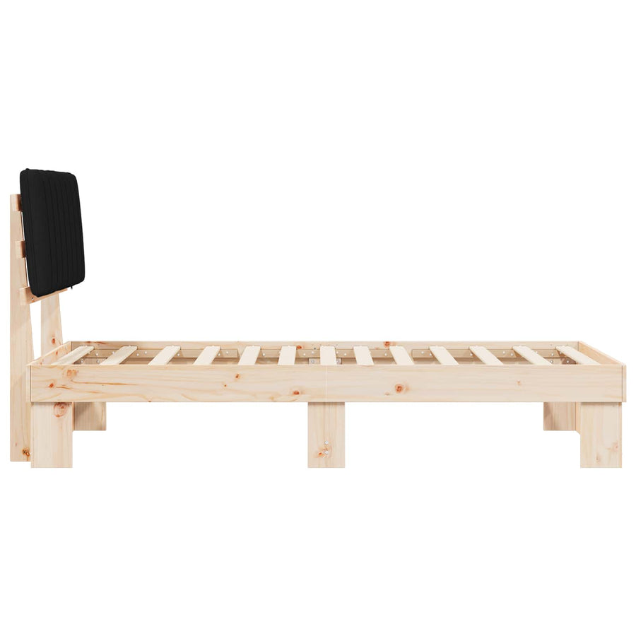Bedframe met Gevoerd Hoofdgedeelte Zwart 90 x 200 cm