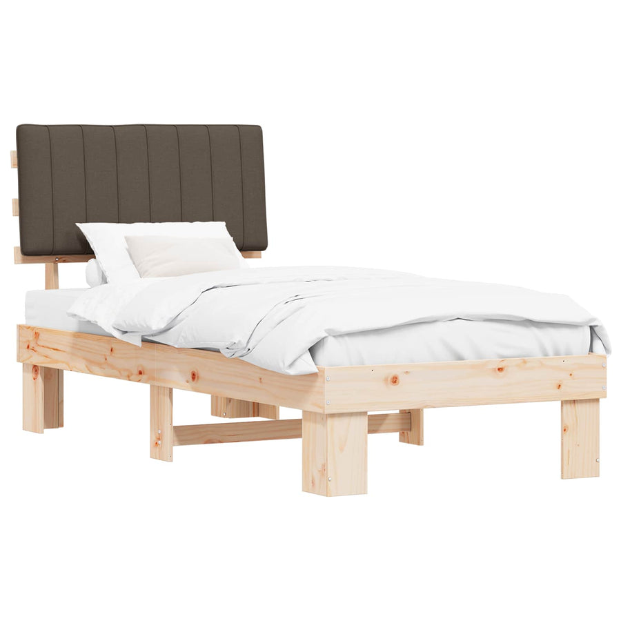 Bedframe met Gevoerd Hoofdgedeelte Taupe 90 x 200 cm