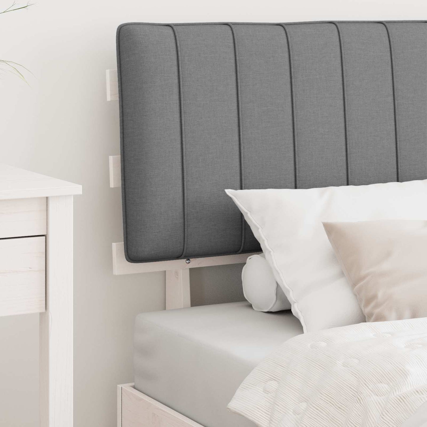 Bedframe met Gevoerd Hoofdgedeelte Lichtgrijs 90 x 200 cm