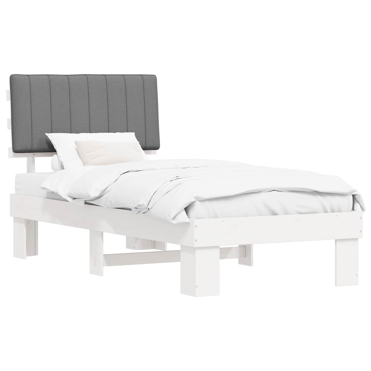 Bedframe met Gevoerd Hoofdgedeelte Lichtgrijs 90 x 200 cm