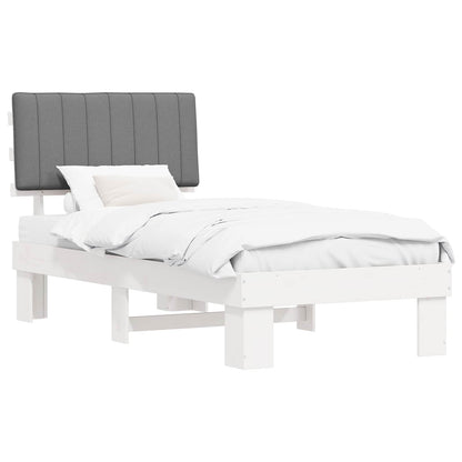 Bedframe met Gevoerd Hoofdgedeelte Lichtgrijs 90 x 200 cm