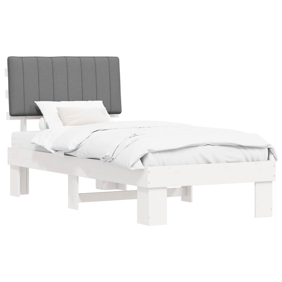Bedframe met Gevoerd Hoofdgedeelte Lichtgrijs 90 x 200 cm