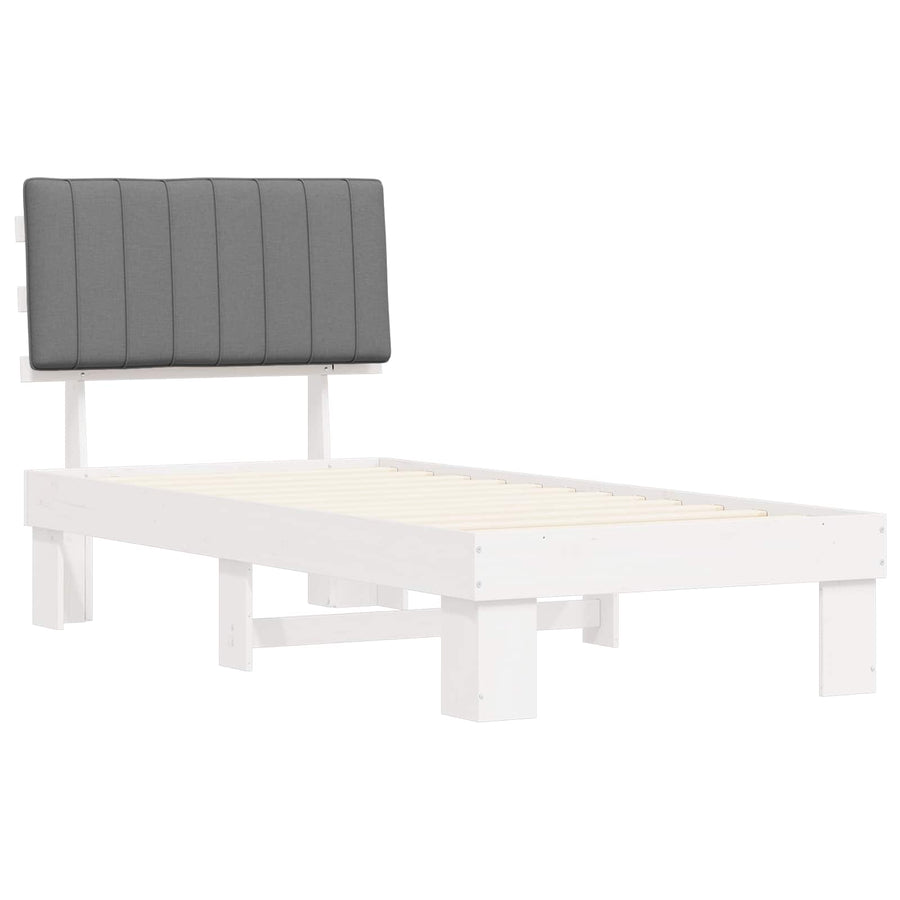 Bedframe met Gevoerd Hoofdgedeelte Lichtgrijs 90 x 200 cm