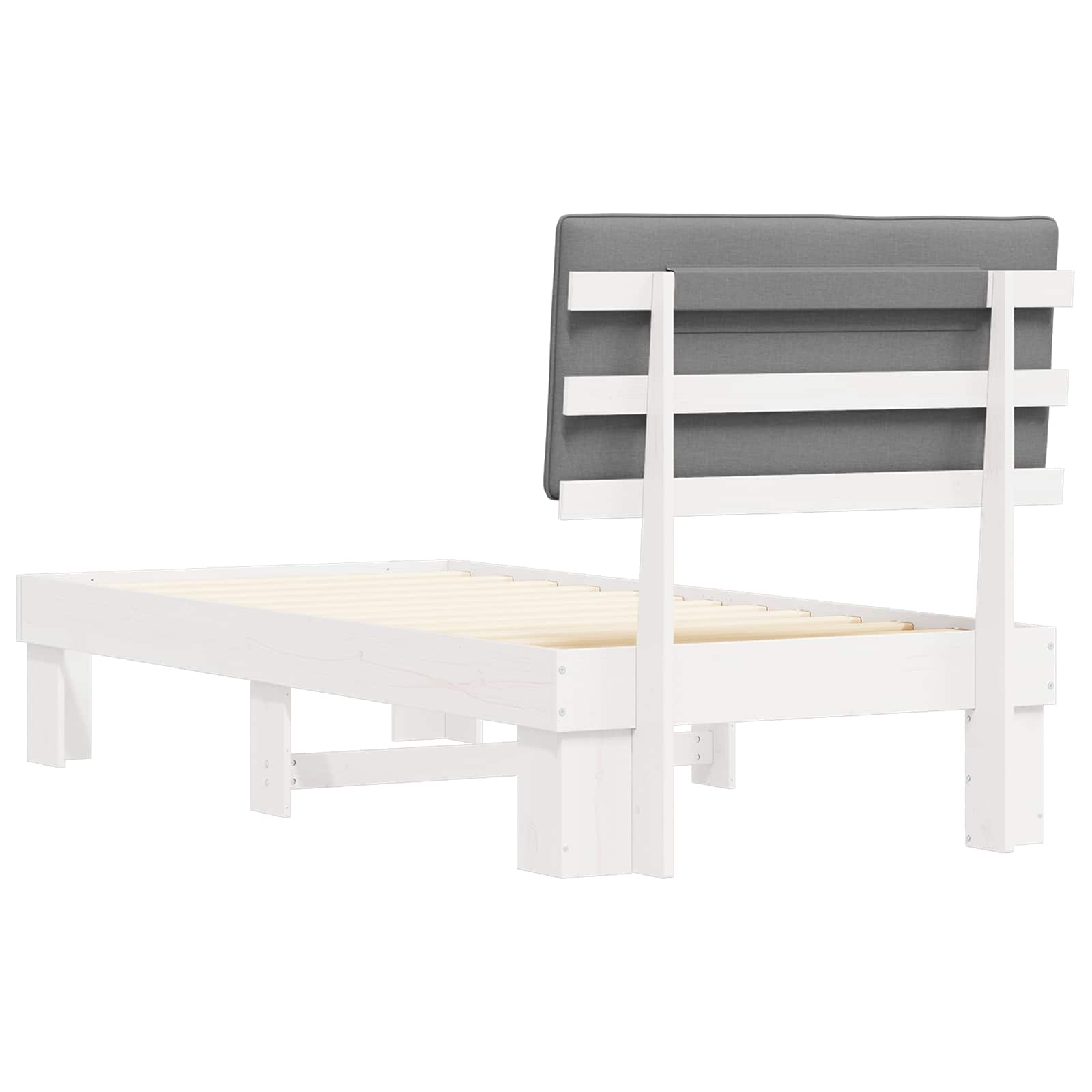 Bedframe met Gevoerd Hoofdgedeelte Lichtgrijs 90 x 200 cm