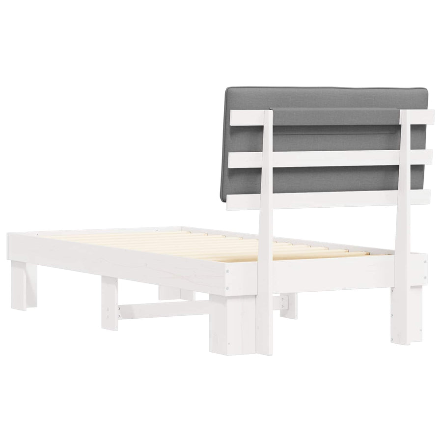 Bedframe met Gevoerd Hoofdgedeelte Lichtgrijs 90 x 200 cm