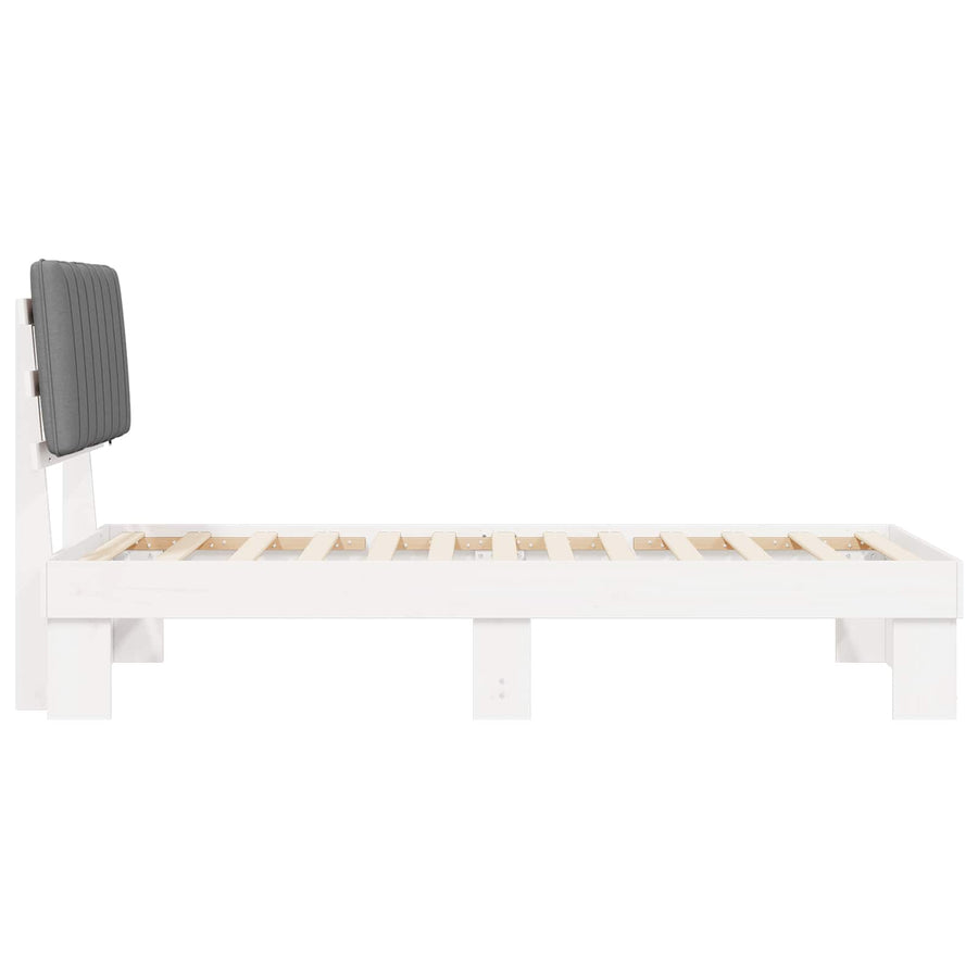 Bedframe met Gevoerd Hoofdgedeelte Lichtgrijs 90 x 200 cm