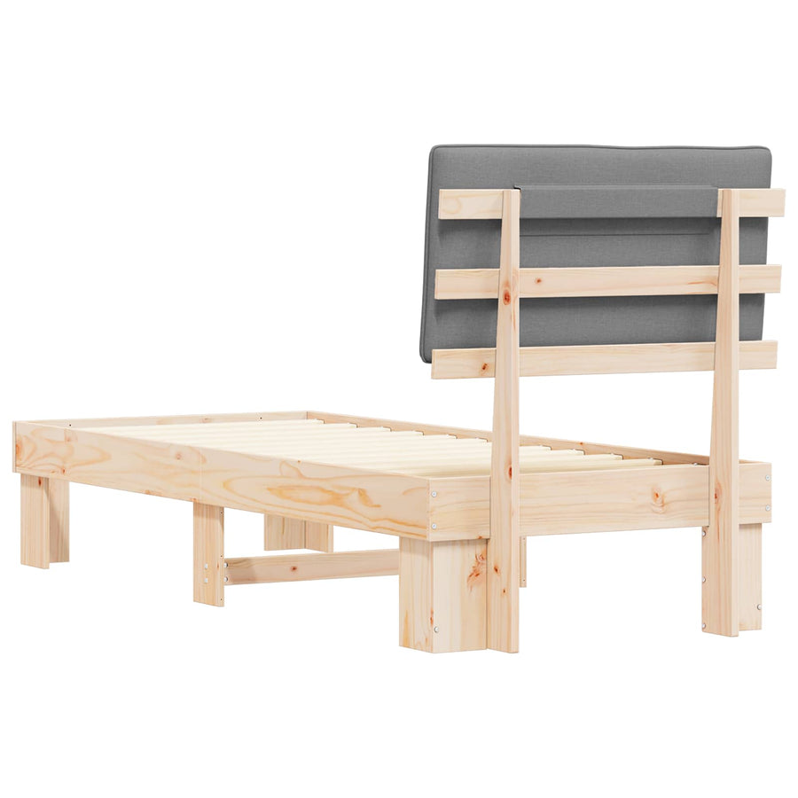 Bedframe met Gevoerd Hoofdgedeelte Lichtgrijs 80 x 200 cm