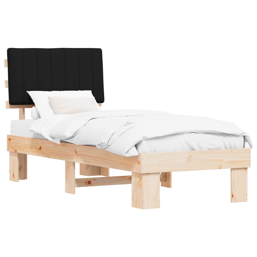 Bedframe met Gevoerd Hoofdgedeelte Zwart 80 x 200 cm