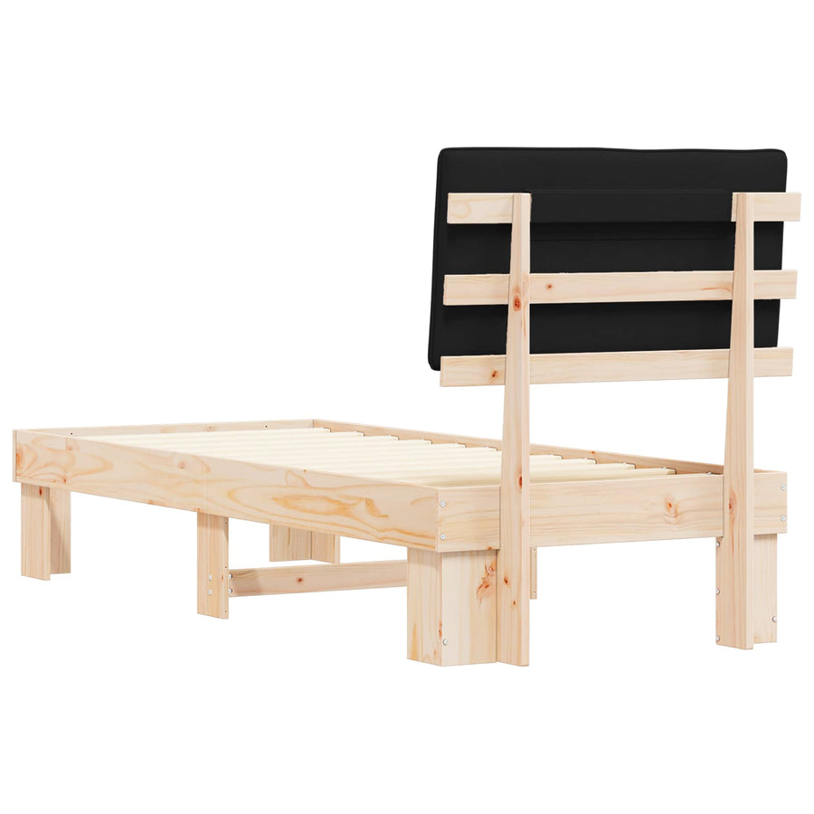 Bedframe met Gevoerd Hoofdgedeelte Zwart 80 x 200 cm