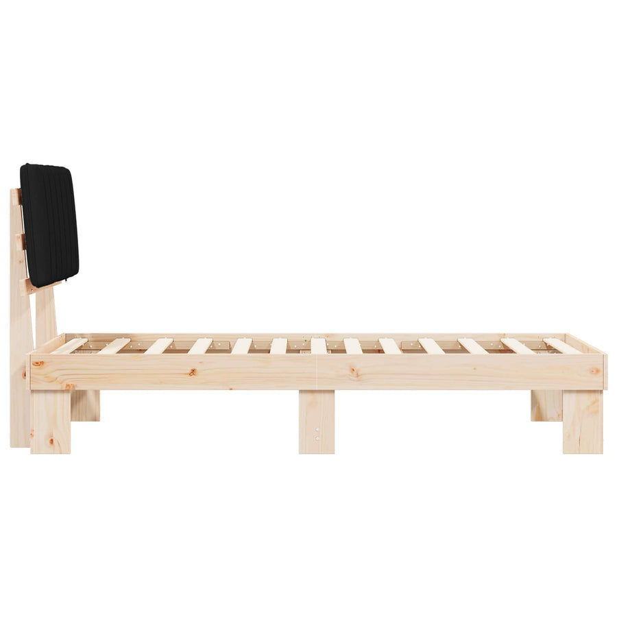 Bedframe met Gevoerd Hoofdgedeelte Zwart 80 x 200 cm